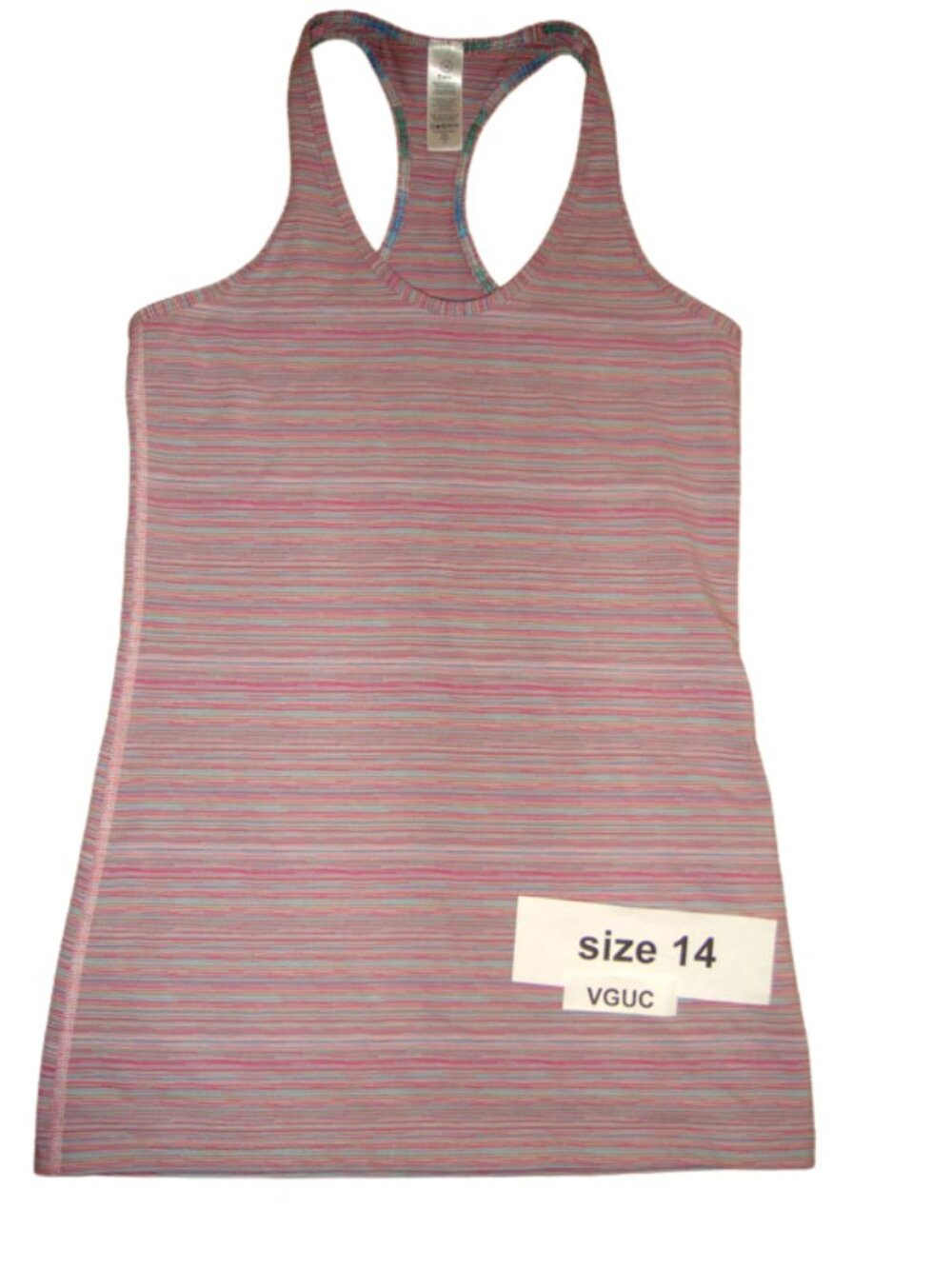 Ivivva Girl by Lululemon🍋 Keep Ur Cool Racer Colours tank top pink size 14